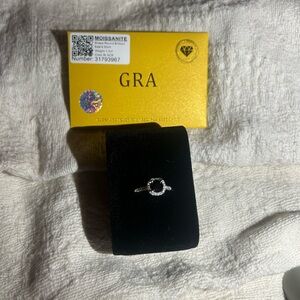 1 carat black moissanite adjustable size 6-12 18k white gold plated instead